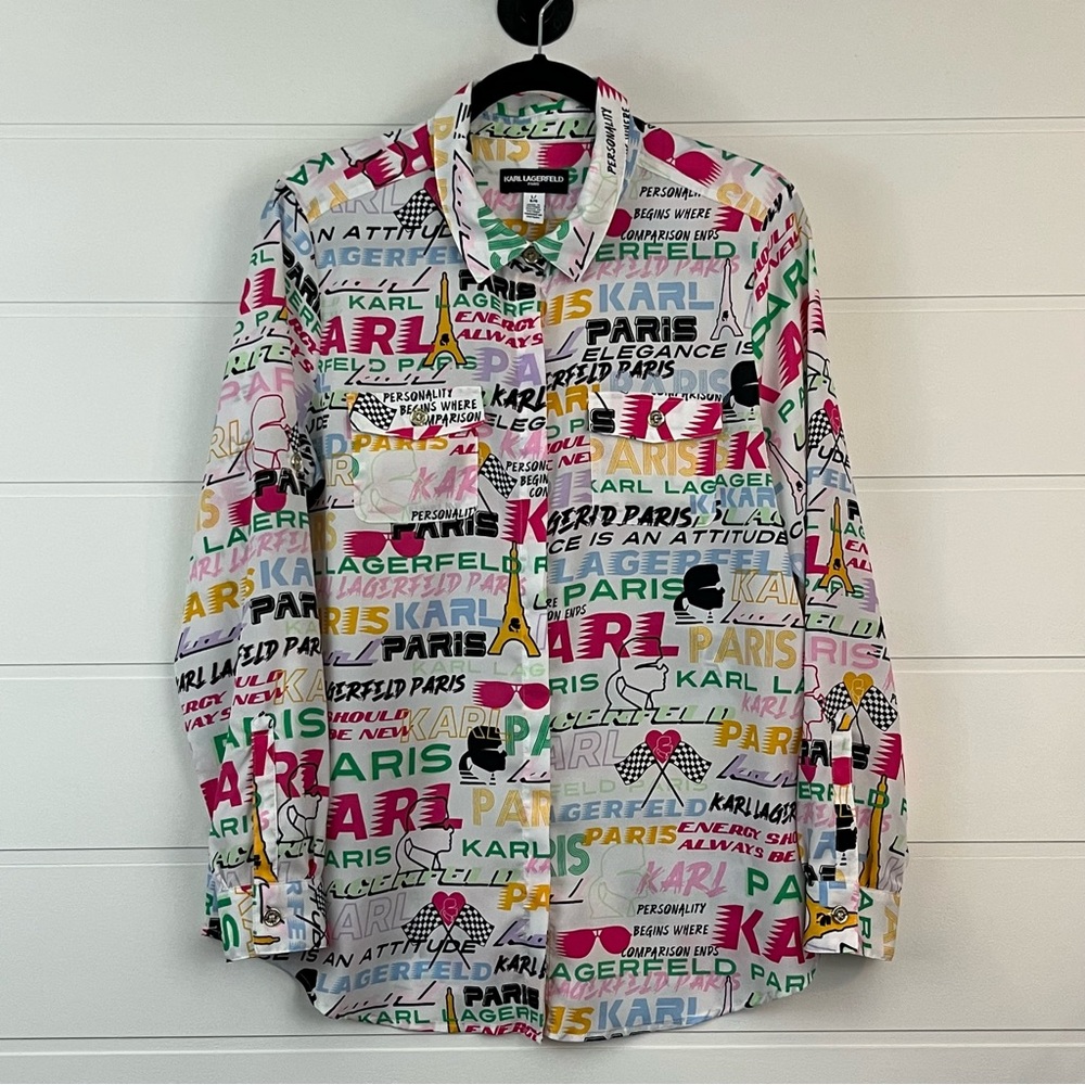 Karl Lagerfeld Sz Lg Paris Button up Blouse